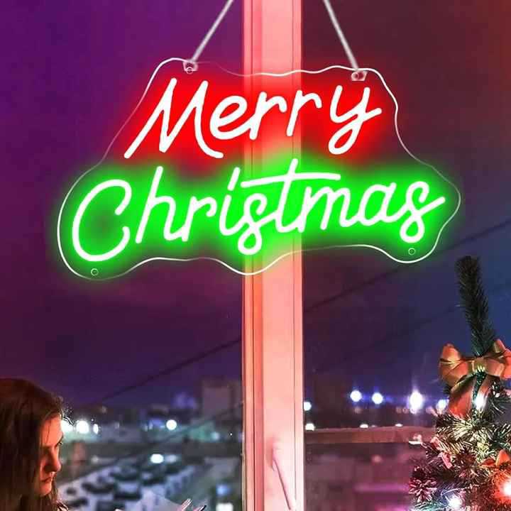 Merry Christmas Dimmable LED Neon Sign - USB Powered for Home/Party Decor