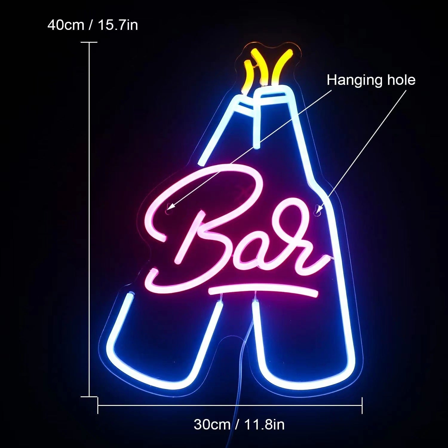 Bar LED Neon Sign - USB-Powered Wall Hanging with Switch, Perfect for Taverns & Nightclubs