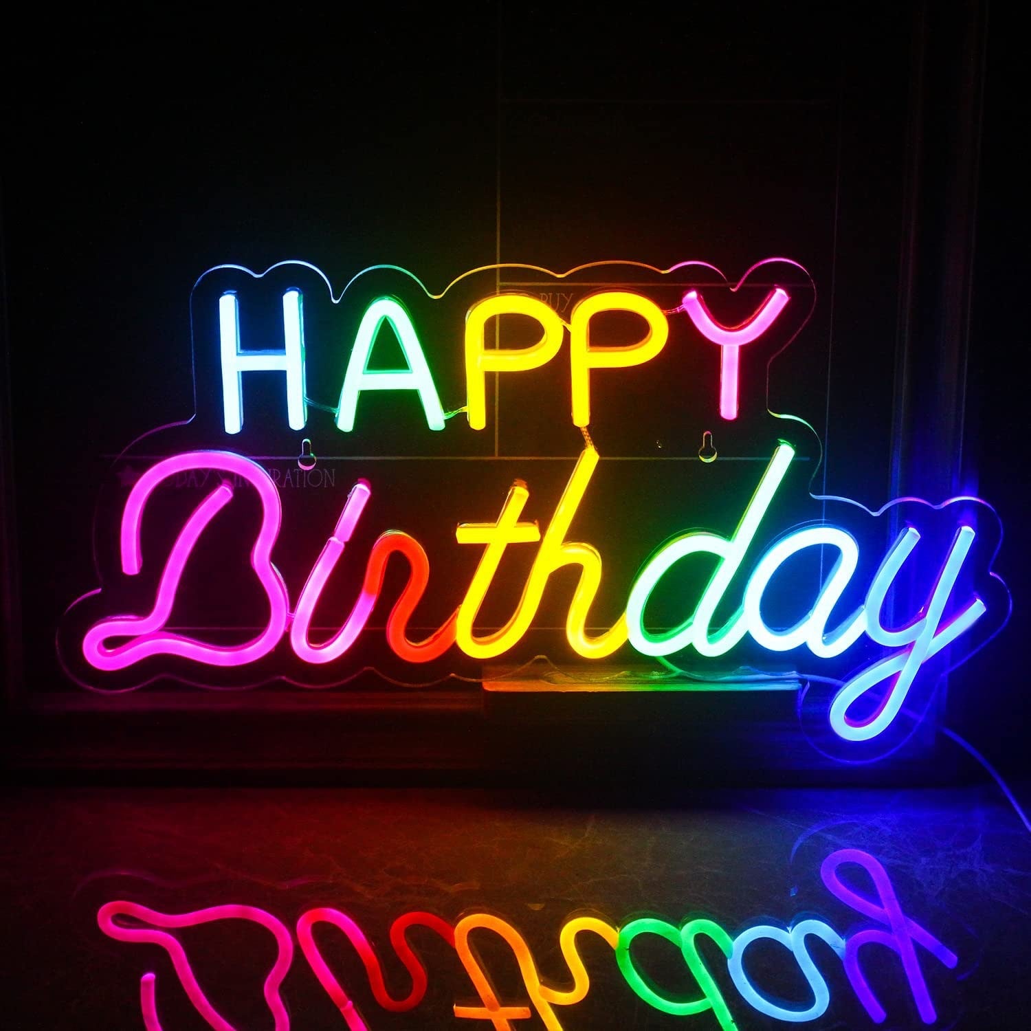 Happy Birthday LED Neon Sign - Acrylic Panel Decorative Light for Celebrations