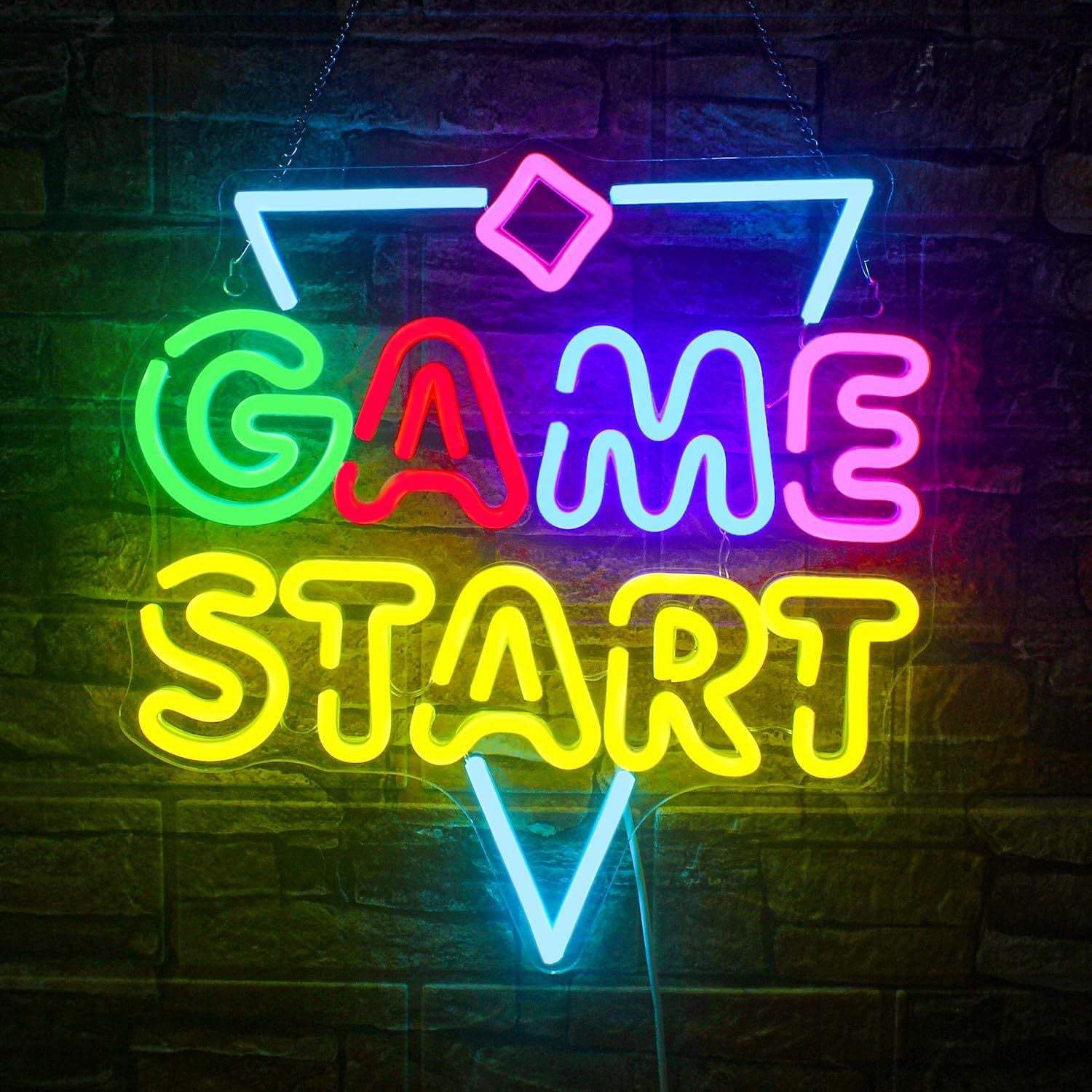 Game Start LED Neon Sign - USB-Powered Wall Hanging for Game Room & Party Decor