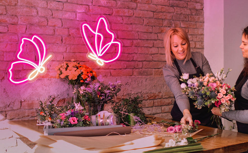 Pink Butterfly LED Neon Sign