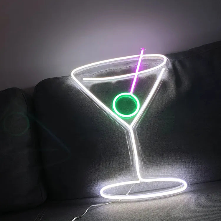 Blue Dimmable Cocktail LED Neon Sign for Party & Bar Decor