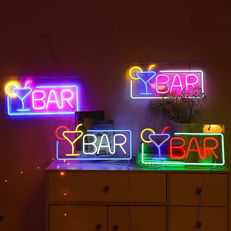 LED Neon Bar Sign - Battery/USB Light with Remote Control for Multi-Occasion Decor