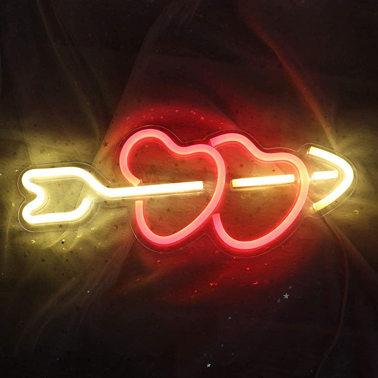 Heart Arrow LED Neon Sign - Warm White & Red, Romantic Decor for Bedrooms to Weddings & Parties