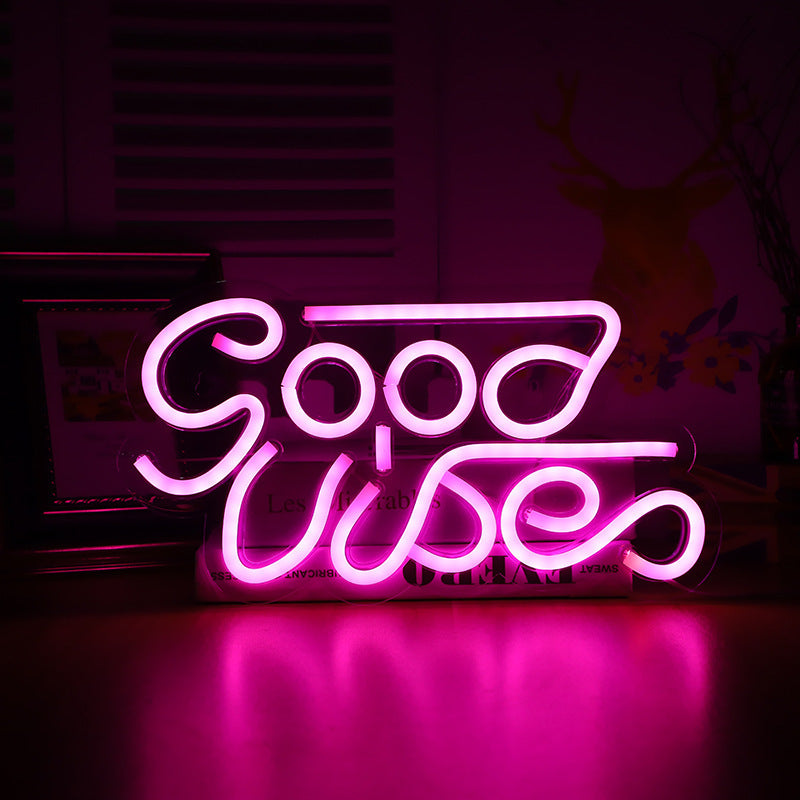 Good Vibes Neon Sign - Wall Light Art for Bedroom to Bar/Pub Decor & Positive Atmosphere