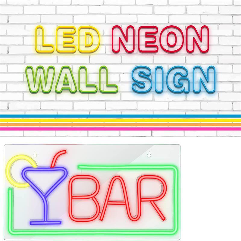 LED Neon Bar Sign - Battery/USB Light with Remote Control for Multi-Occasion Decor