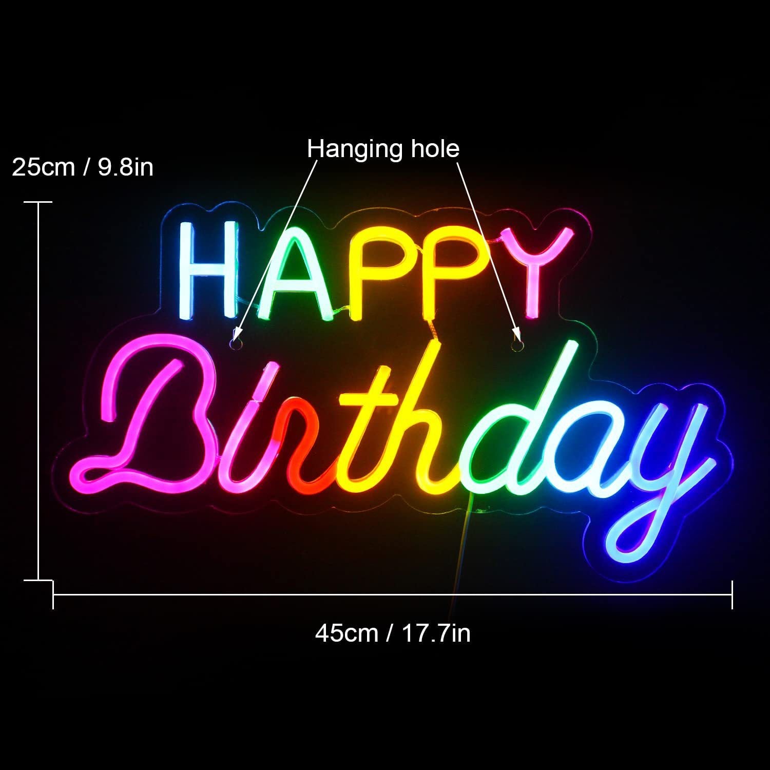 Happy Birthday LED Neon Sign - Acrylic Panel Decorative Light for Celebrations