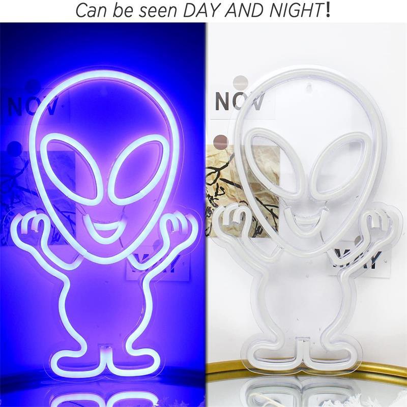 Alien LED Neon Sign - Dazzling Light for Kids' Rooms to Bars, Festivals & Celebrations