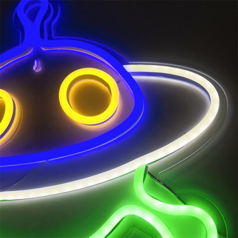 Alien UFO Spaceship LED Neon Light - Blue Neon Sign for Kids' Rooms to Bar Decor & Parties