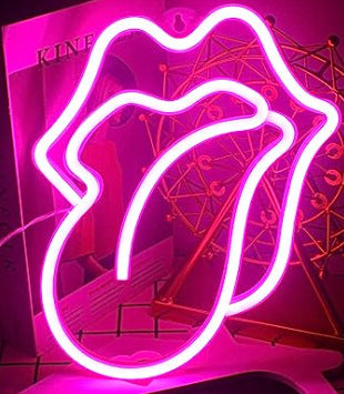 Pink Lips LED Neon Sign - USB-Powered Night Light for Party/Bar Decor & Occasions