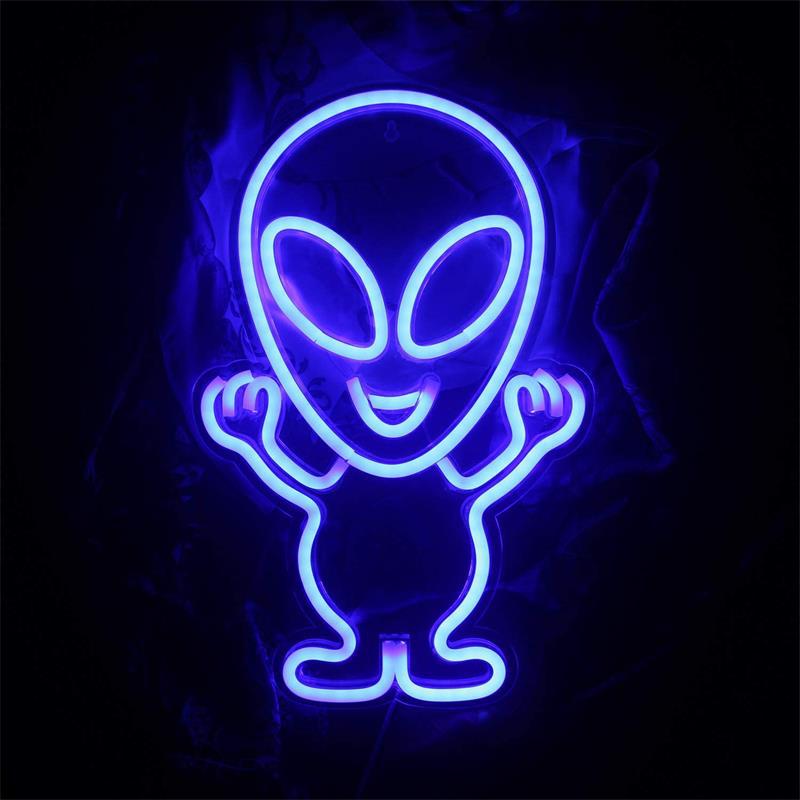 Alien LED Neon Sign - Dazzling Light for Kids' Rooms to Bars, Festivals & Celebrations