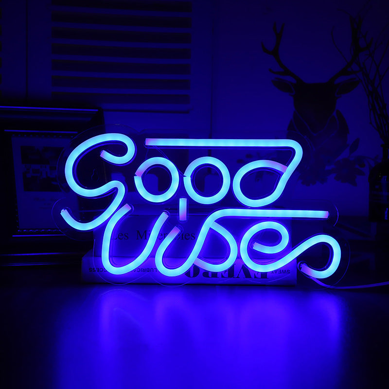 Good Vibes Neon Sign - Wall Light Art for Bedroom to Bar/Pub Decor & Positive Atmosphere