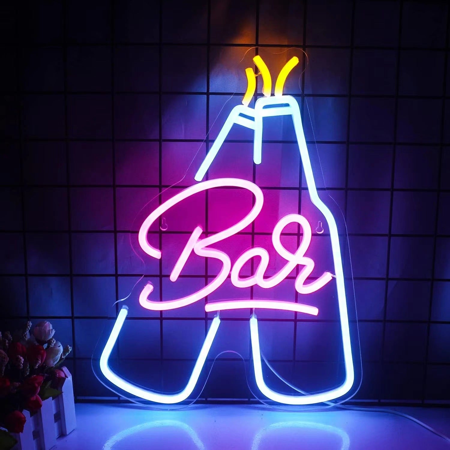 Bar LED Neon Sign - USB-Powered Wall Hanging with Switch, Perfect for Taverns & Nightclubs