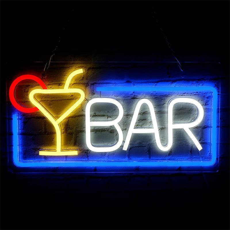 LED Neon Bar Sign - Battery/USB Light with Remote Control for Multi-Occasion Decor