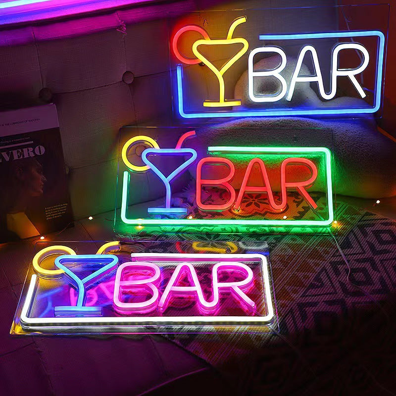 LED Neon Bar Sign - Battery/USB Light with Remote Control for Multi-Occasion Decor