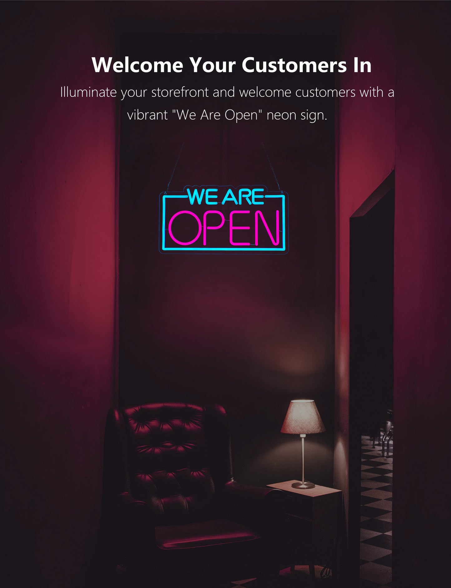 Bright LED Neon Open Sign for Business Window