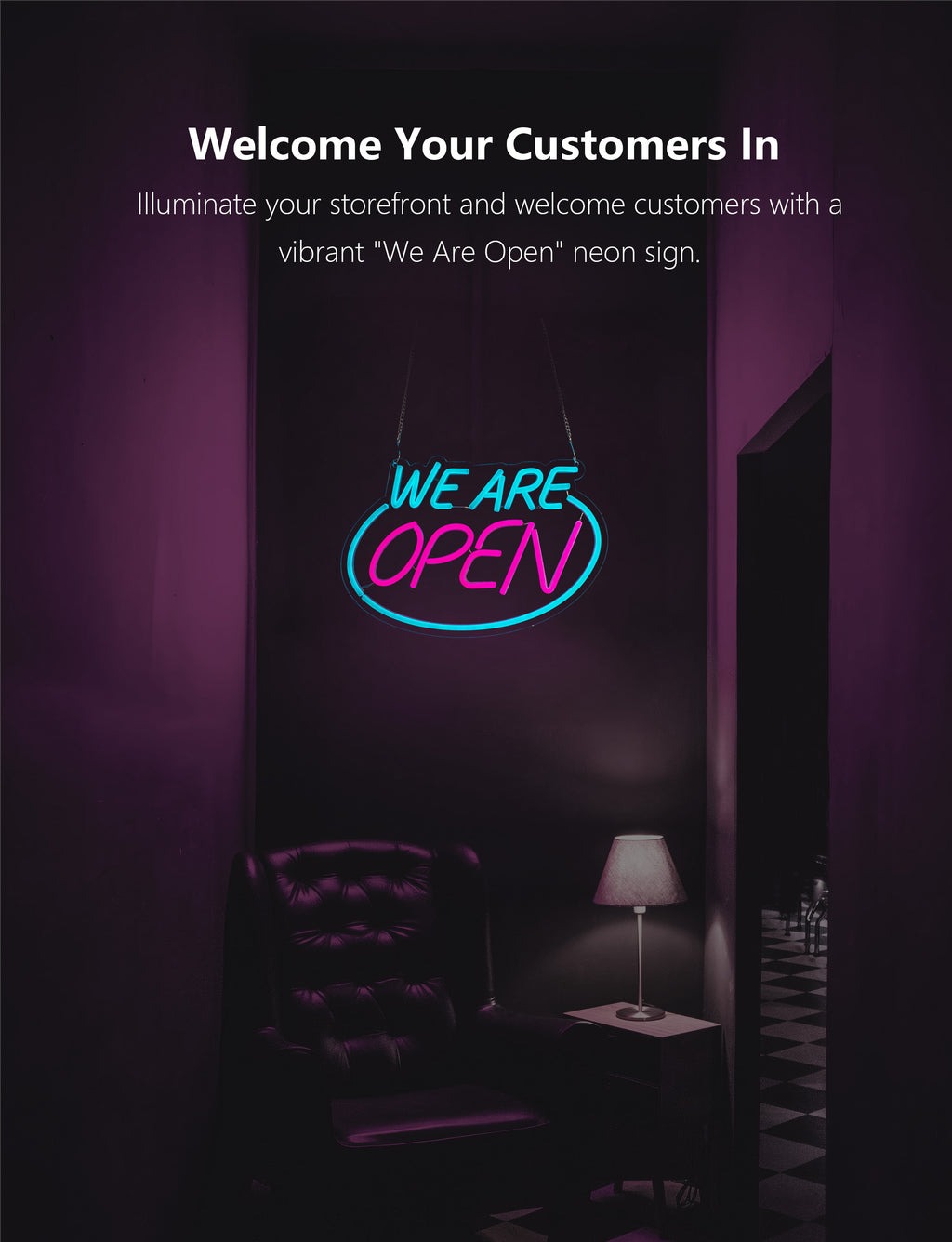 Bright LED Neon Open Sign for Business Window