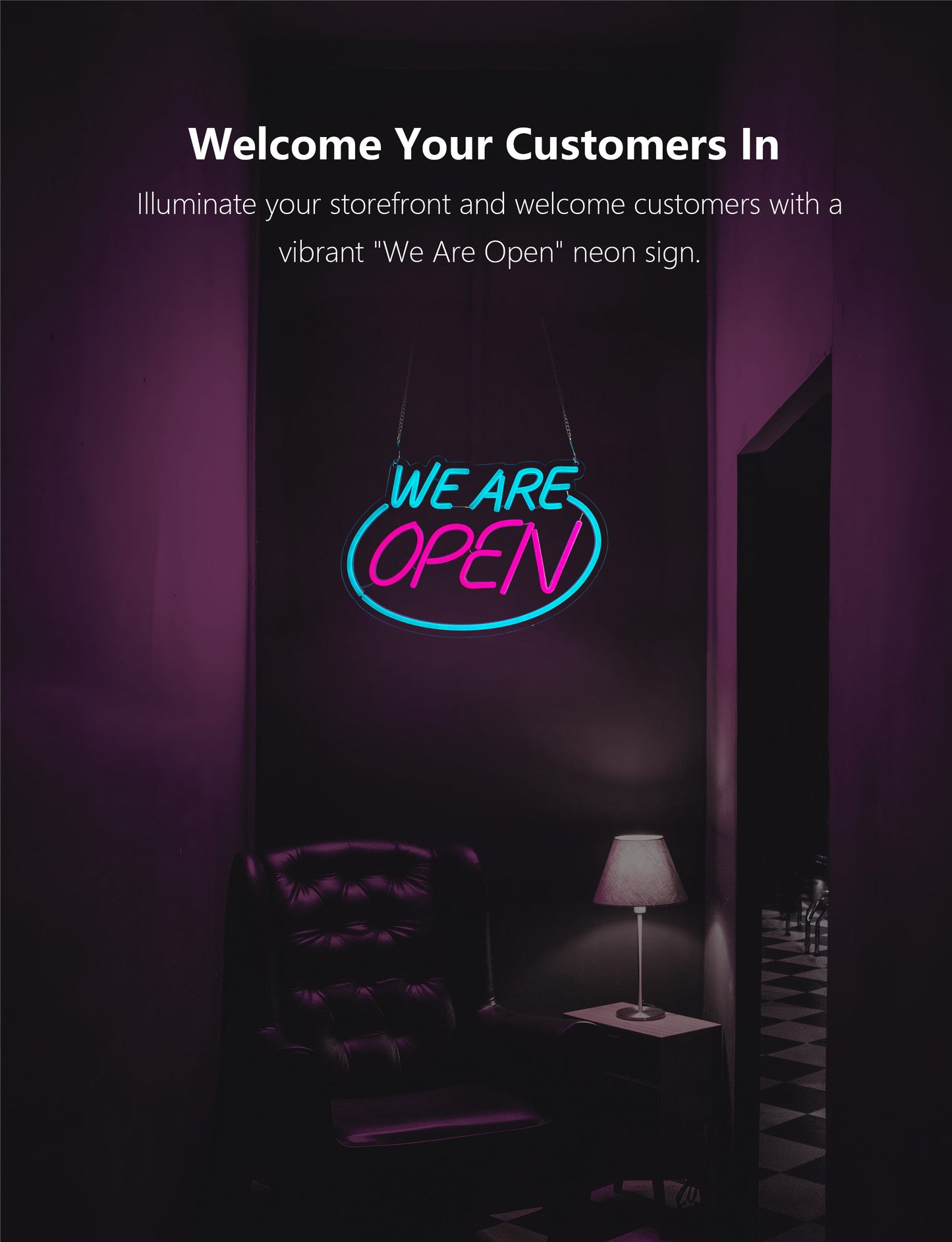Bright LED Neon Open Sign for Business Window