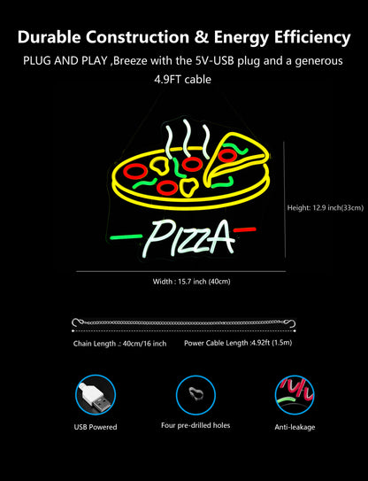 Pizza Slice Neon Sign Light
