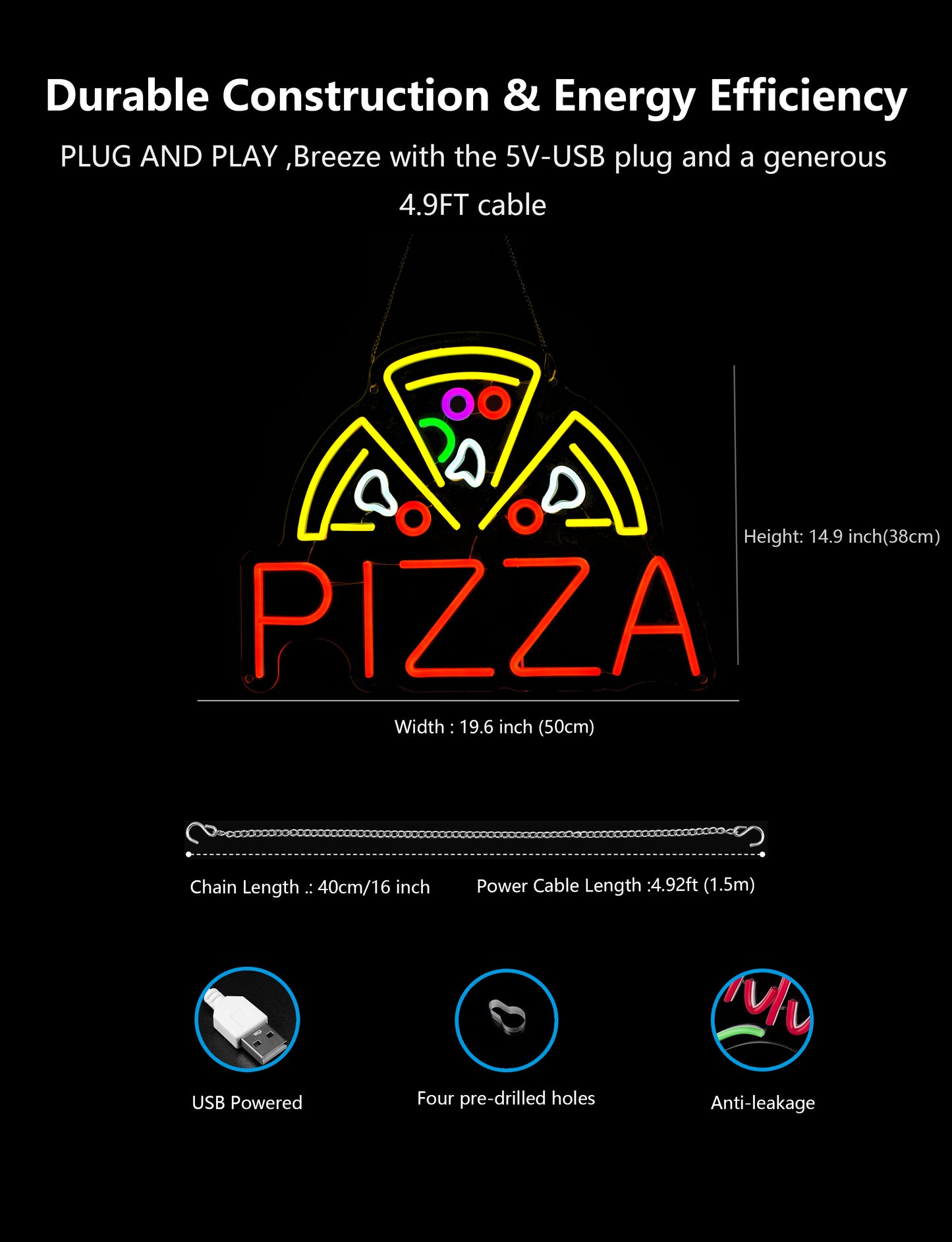 Pizza Neon Sign  For Restaurant Wall Decor