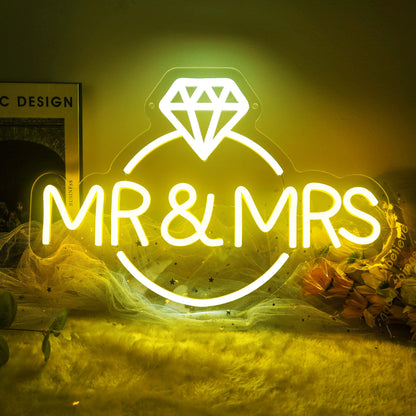 Custom Initials Diamond Ring Neon Sign For Wedding Party Valentine's Day