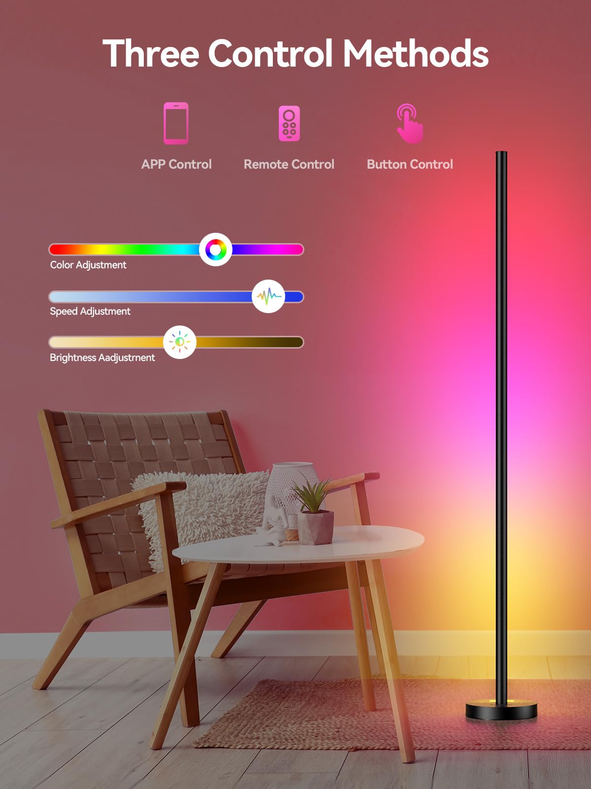 Colourthe Smart RGBICW LED Corner Floor Lamp ((Pair))