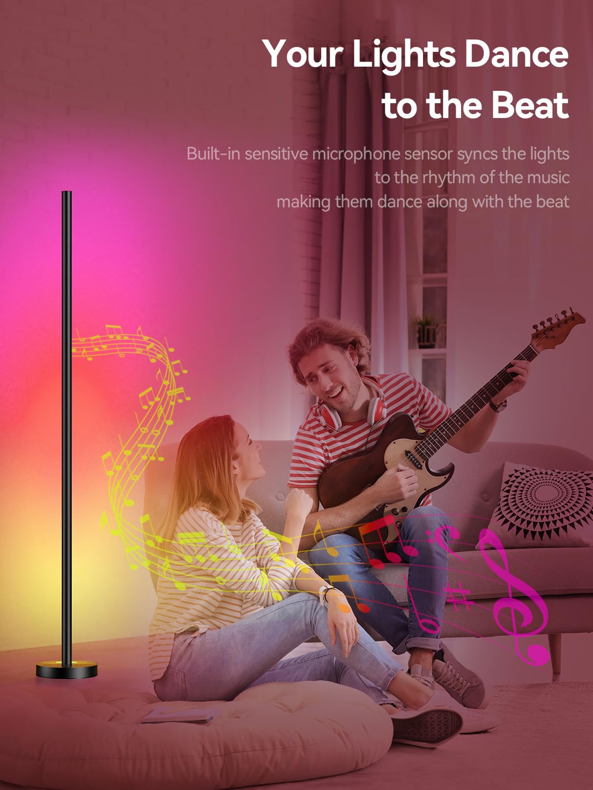 Colourthe Smart RGBICW LED Corner Floor Lamp ((Pair))