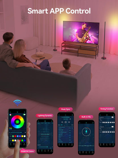 Colourthe Smart RGBICW LED Corner Floor Lamp ((Pair))