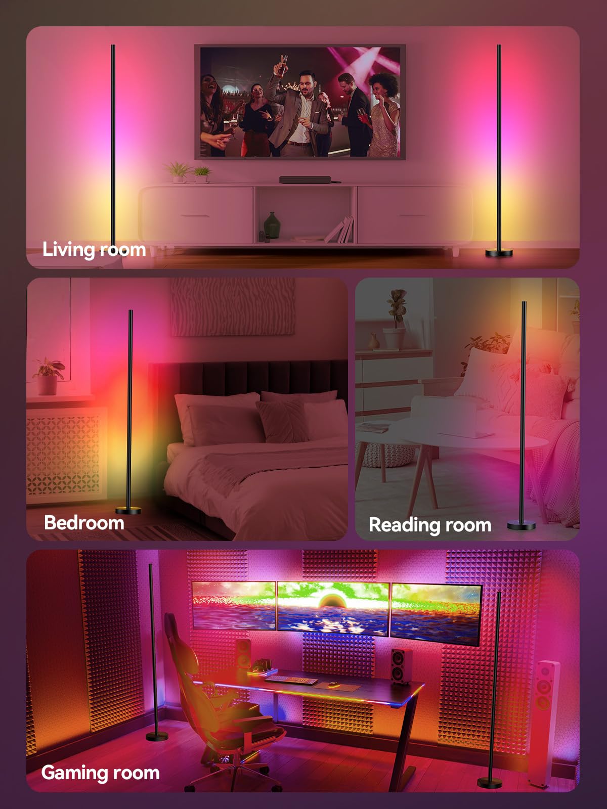 Colourthe Smart RGBICW LED Corner Floor Lamp ((Pair))