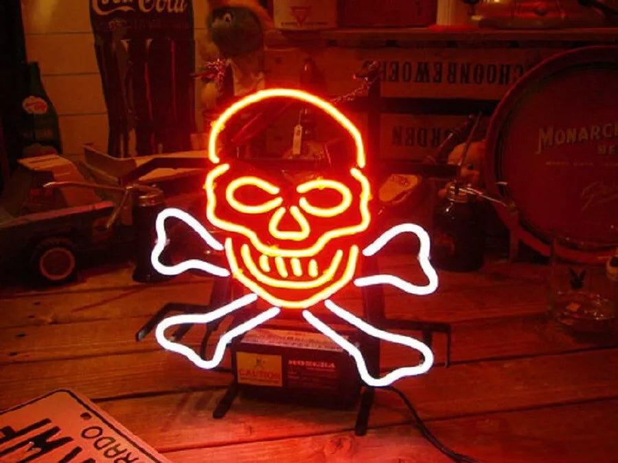 Skull Bone Beer Light Neon Sign For Man Cave Wall Hanging