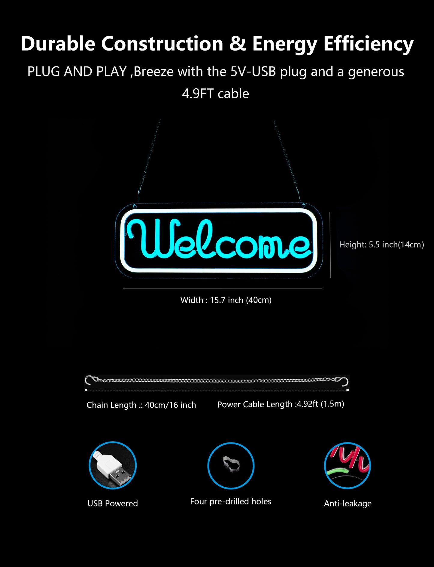 Bright LED Welcome Neon Sign For Business Window