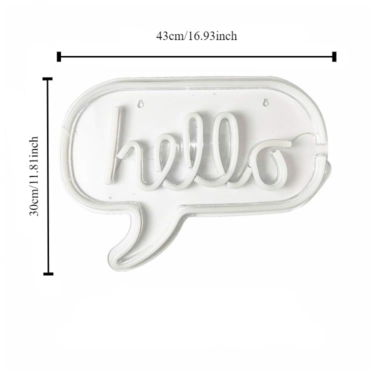 Big Hello LED Neon Sign - Night Light for Wall Decor Across Living Rooms, Offices, Bars & Festive Events