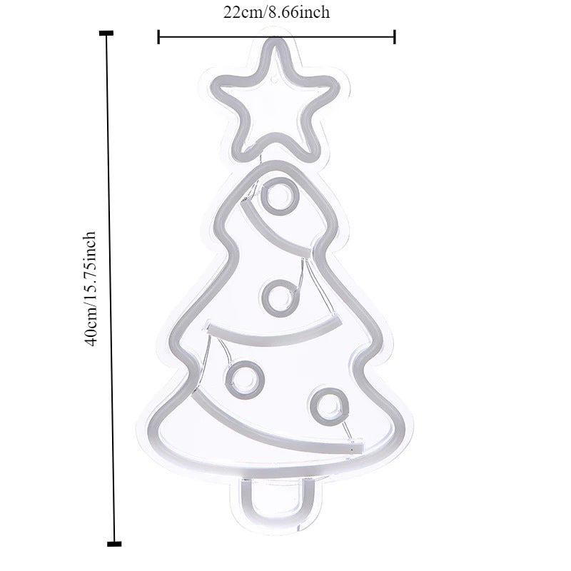 Christmas Tree LED Neon Sign for Festive Wall Decor