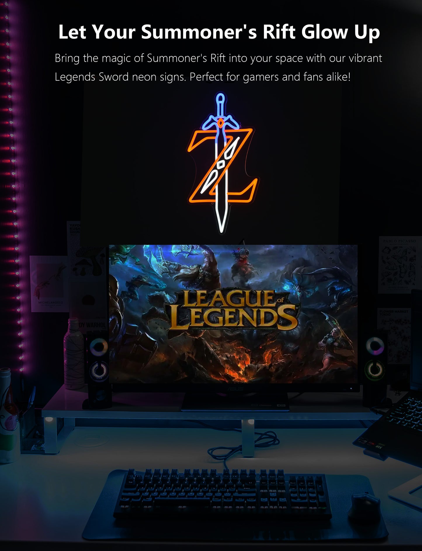 Legend Sword Neon Sign For Gaming Room Wall Decor