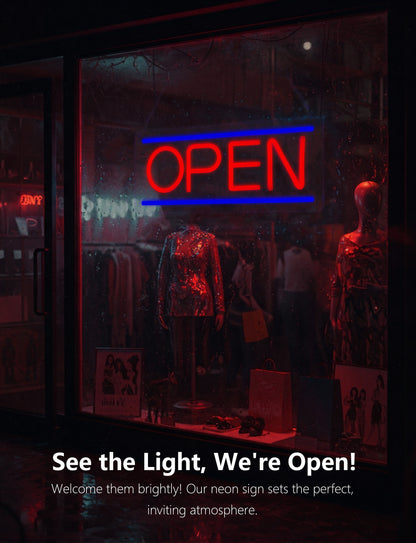 Bright LED Neon Open Sign for Business Window