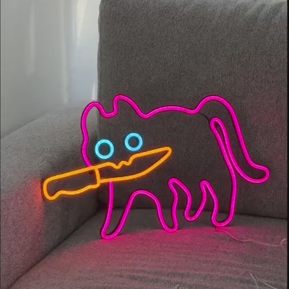 Sneaky Cat Neon Sign for Home Decor Wall Hanging