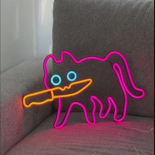 Sneaky Cat Neon Sign for Home Decor Wall Hanging