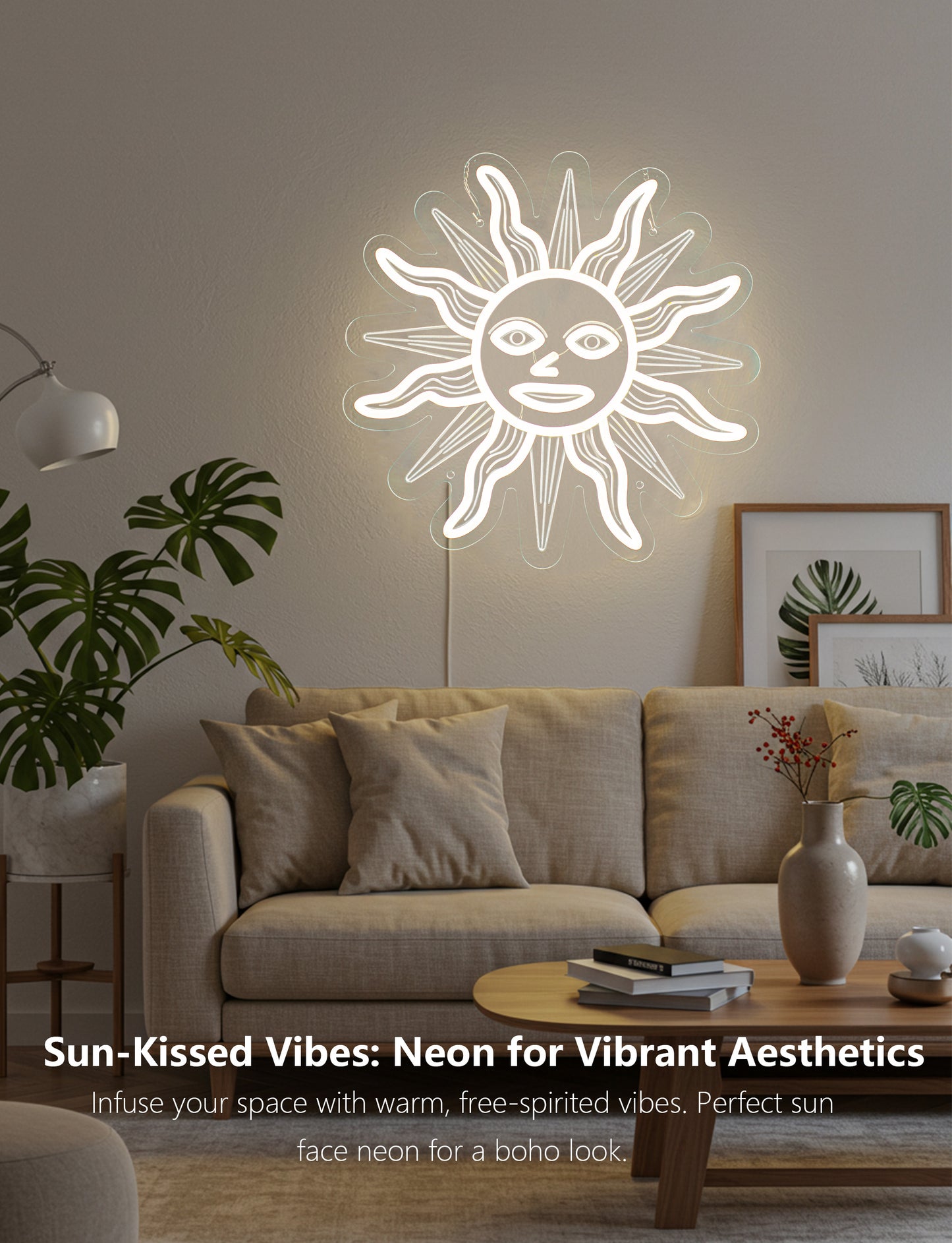Sun Face Neon Sign Light