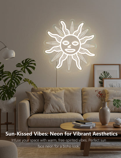 Sun Face Neon Sign Light