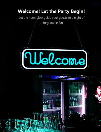 Bright LED Welcome Neon Sign For Business Window